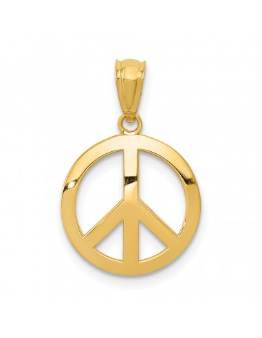 14KT Yellow Gold 30X12MM Peace Sign Pendant. Chain Not Included Les êtres humains sont 