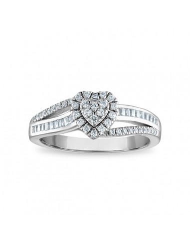 1/3 CTW Diamond Heart Promise Ring in 10KT White Gold à prix réduit toute l'année