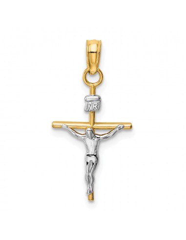 14KT White and Yellow Gold 25X12MM Crucifix Cross Pendant. Chain Not Included le concept de la Pate a emporter 