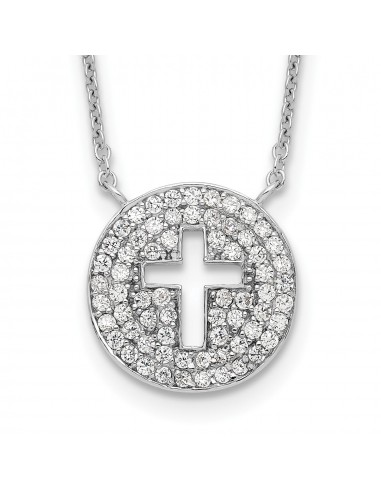 Sterling Silver Cubic Zirconia 18-inch Cross Necklace votre