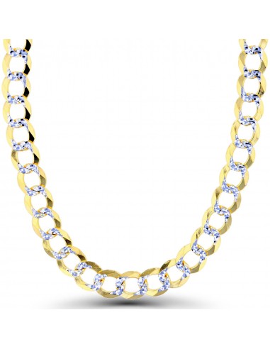 14KT White and Yellow Gold 24-inch 7MM Curb Pave Chain Comparez et commandez 