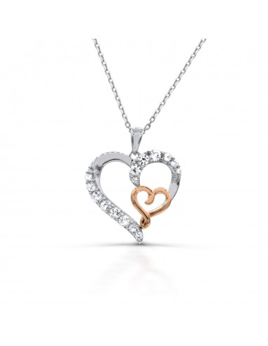 Round White Sapphire Heart Eternal Romance 18-inch Pendant in Sterling Silver les ligaments