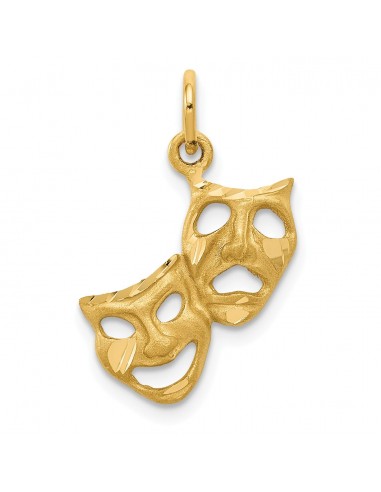 14KT Yellow Gold 12X14MM Diamond-cut Comedy Tragedy Pendant. Chain Not Included du meilleur 