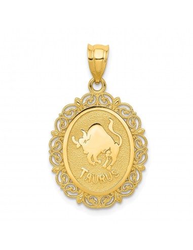 14KT Gold 25X18MM Zodiac Sign Taurus Pendant. Chain Not Included des créatures d'habitude